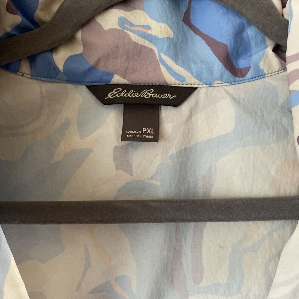 Eddie Bauer Jacket Womens PXL Windpac Peak Blue Marble‎ Shell Hooded Waist pack - Picture 5 of 13